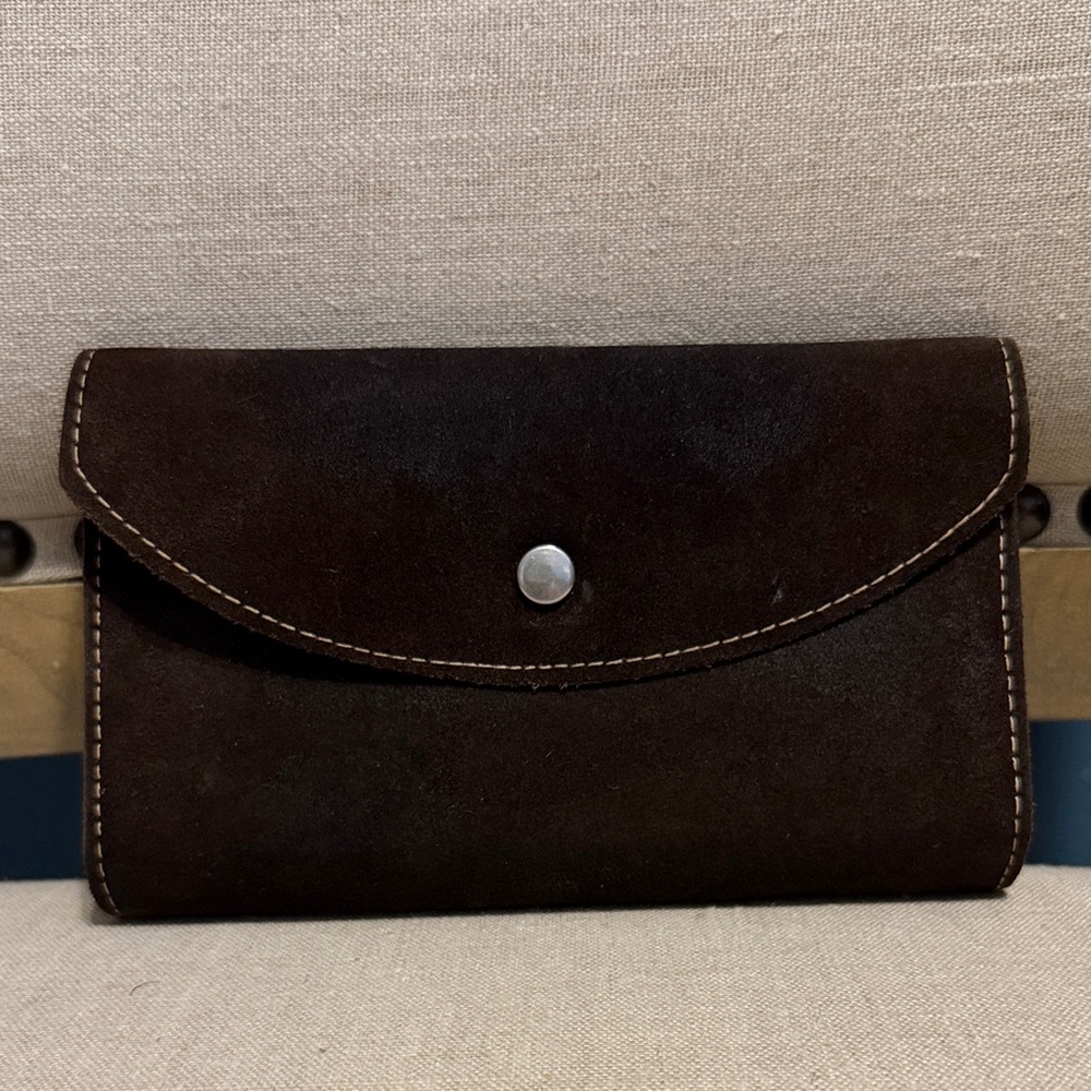 Vintage Dark Brown Suede Wallet